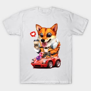 Driving Cute Corgi T-Shirt